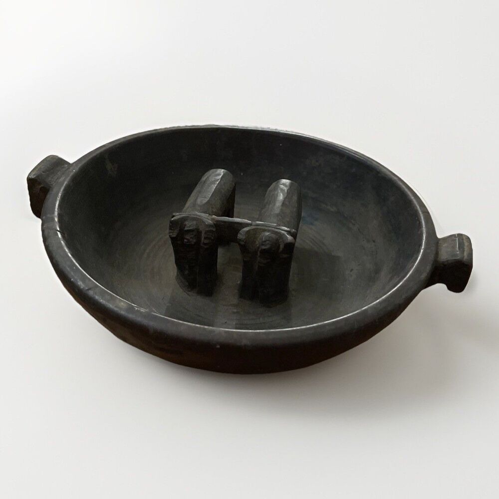 VTG Andean Aymara Style Carved Wood Marriage Bowl Cocha Folk Art South America